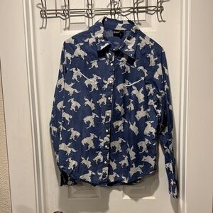 Cruel Girl Denim Printed Button-Up Shirt